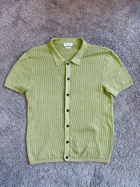Urban Outfitters Short-Sleeve Knit Polo in Light Green